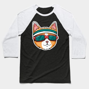 cat wearing a headband and sunglasses Baseball T-Shirt